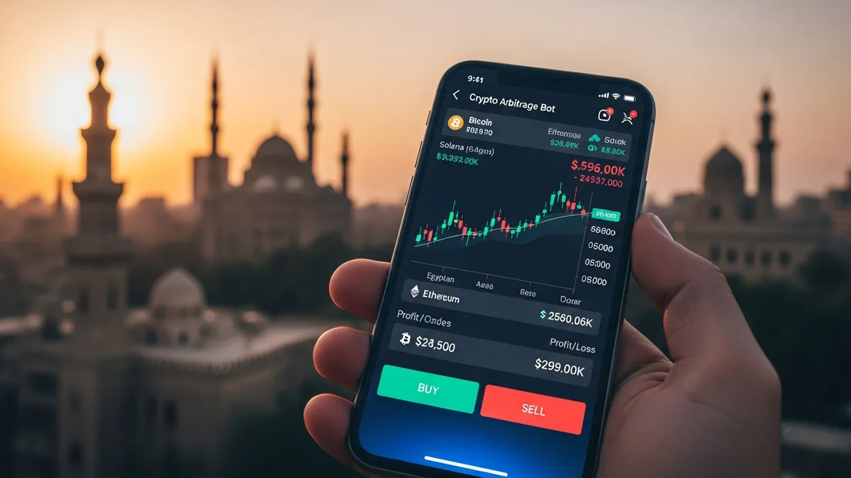 Crypto Arbitrage Trading in Egypt: Your 2026 Guide to HUGE Profits! - A crypto arbitrage trading bot interface displayed on a smartphone in Egypt. - Egypt
