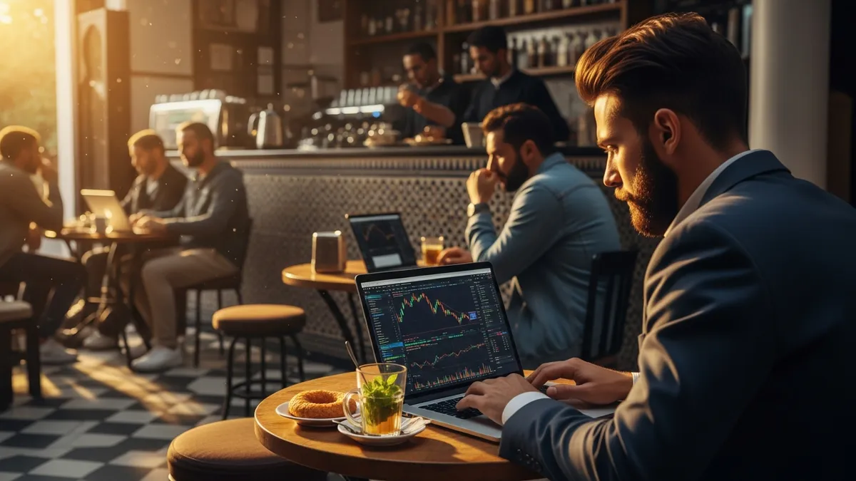 Crypto Arbitrage Trading in Morocco 2026: Your Guide to Profit - Bitcoin trader in Casablanca coffee shop - Morocco