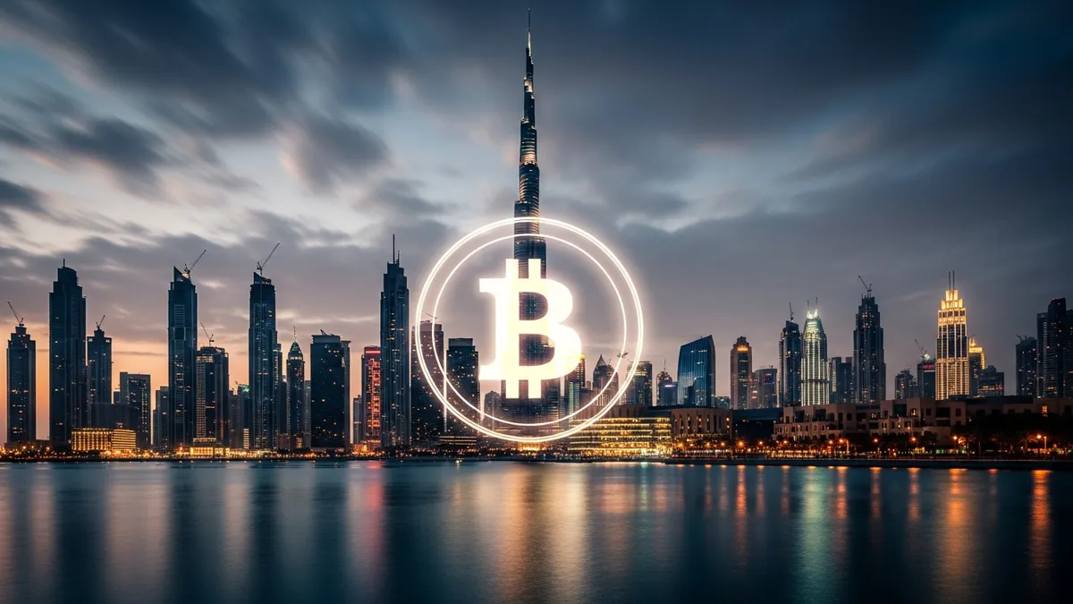 Crypto Arbitrage Trading in the UAE: Your 2026 Guide - Dubai skyline with Bitcoin symbol overlay - United Arab Emirates