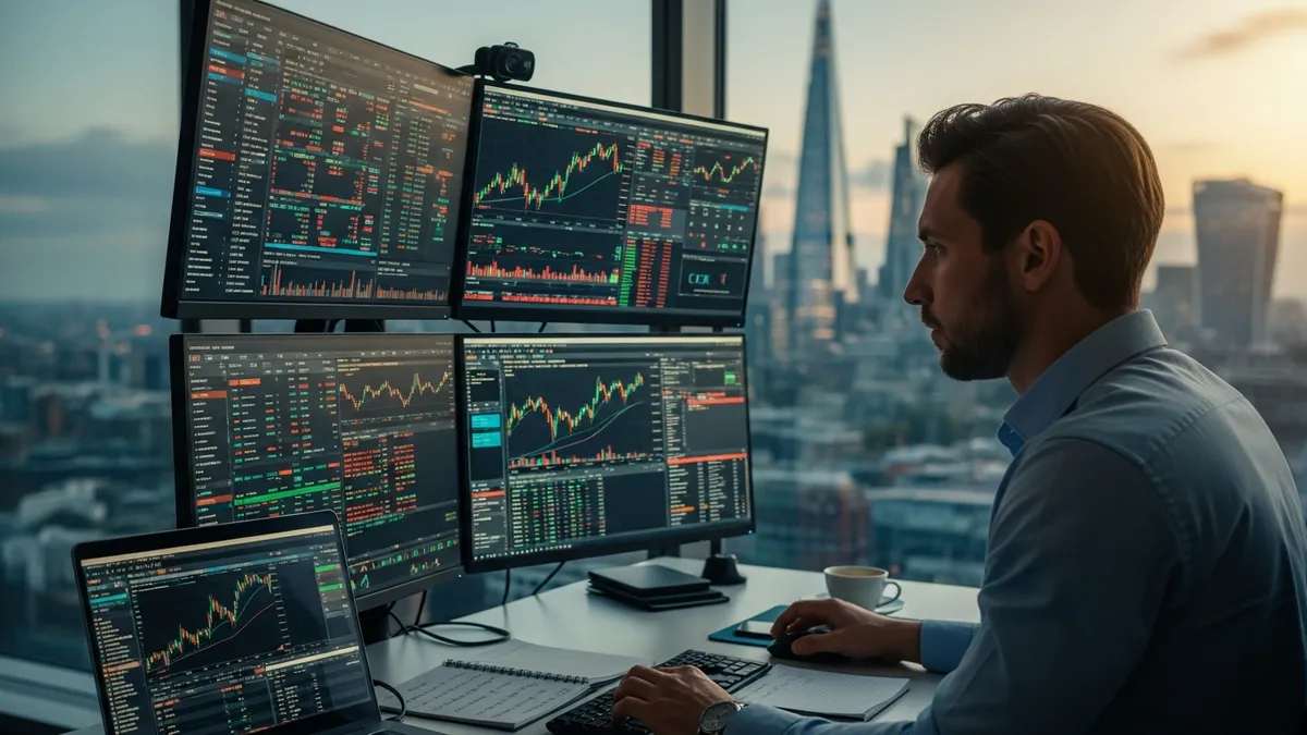 Crypto Arbitrage Trading UK: Your 2026 Profit Playbook - Crypto arbitrage trader in a modern office in London - United Kingdom