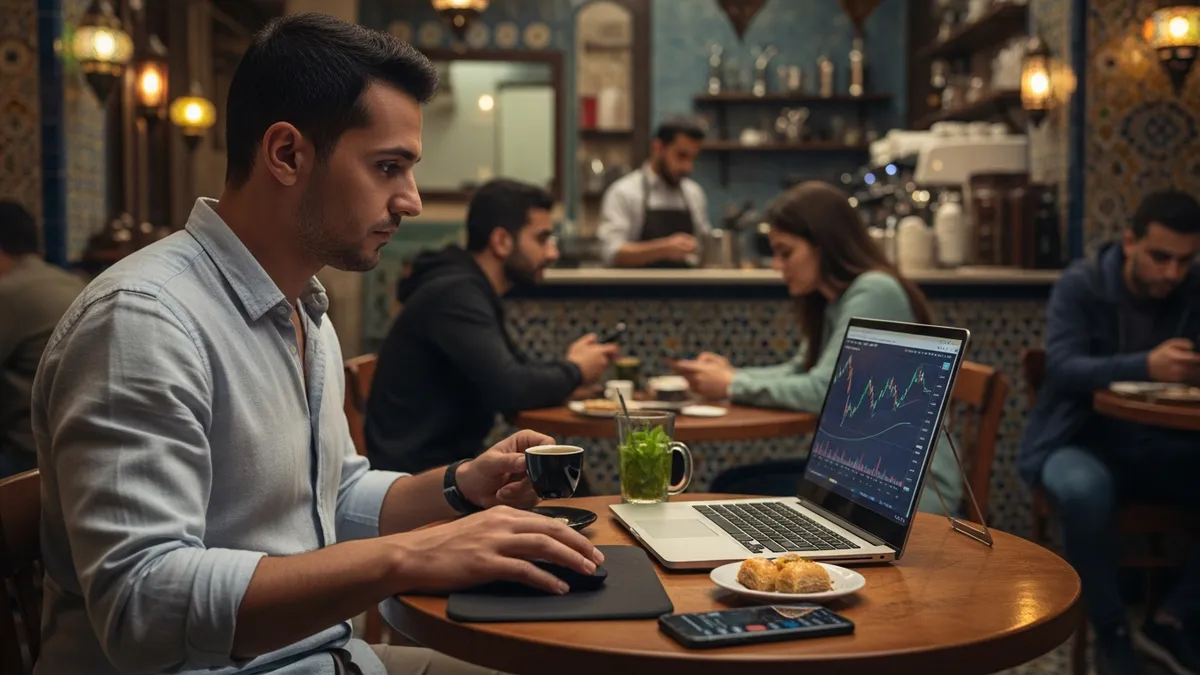 Crypto Exchange in Egypt 2026: Navigating the Future - Bitcoin trader in Cairo coffee shop - Egypt