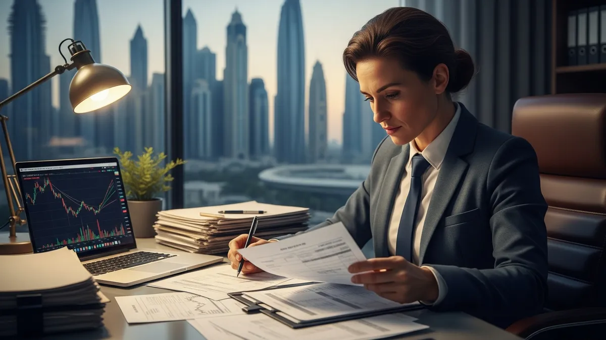 Crypto Tax Audit in UAE (2026): What You Need to Know - Crypto trader in Dubai analyzing tax documents - United Arab Emirates