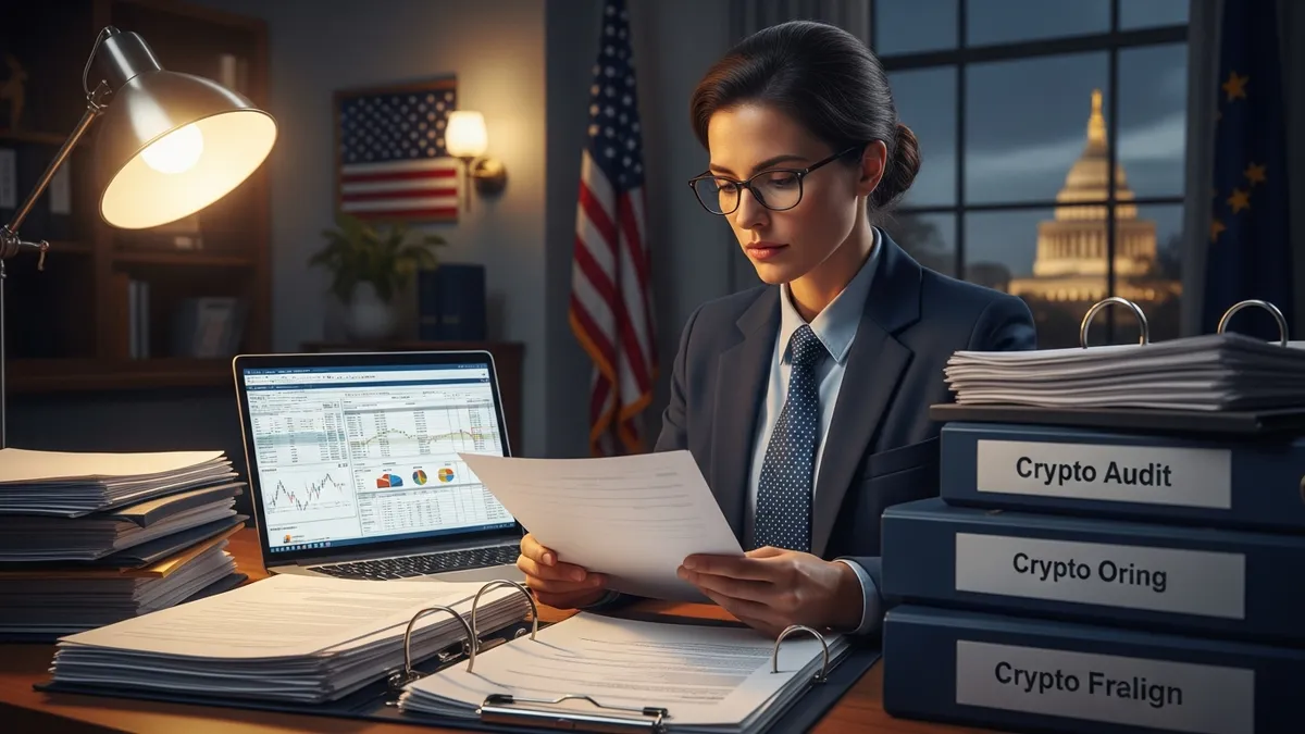 Crypto Tax Audit Survival Guide: What US Investors Need to Know for 2026 - IRS agent reviewing crypto tax documents in Washington, D.C. - United States