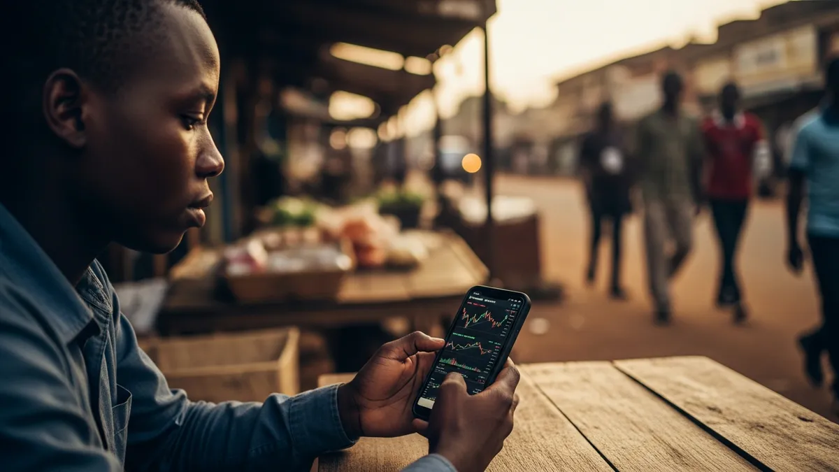 Crypto Tax Audit Uganda: Are You Ready for 2026? - Bitcoin trader in Kampala checking prices on their smartphone. - Uganda