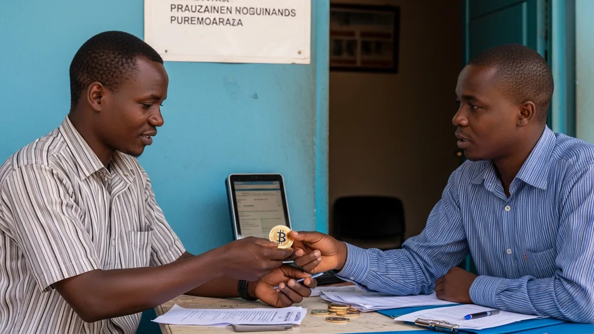 Launch Your Crypto Exchange in Tanzania: White Label, 2026! - Mobile money agent in Tanzania assisting a customer with a crypto transaction - Tanzania