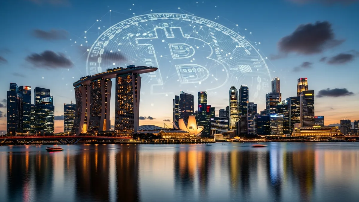Launch Your Own Crypto Exchange in Singapore: The 2026 White Label Revolution - Singapore skyline with Bitcoin overlay - Singapore