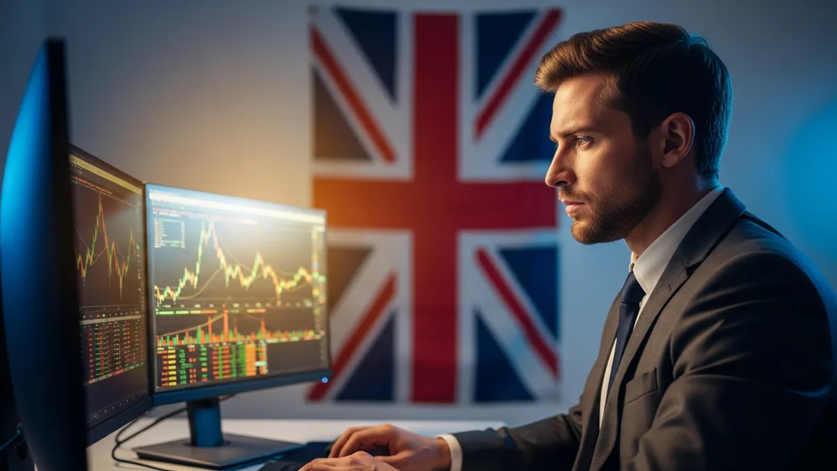 UK Crypto Launchpads: Start, Scale & Dominate in 2026 - Bitcoin trader in London with Union Jack background - United Kingdom