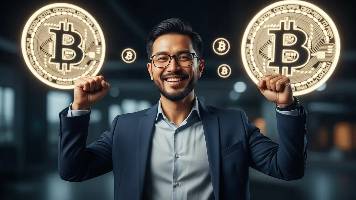 White Label Crypto Exchange Canada 2026: Launch Your Platform - A Canadian entrepreneur celebrating the launch of their white-label crypto exchange in Toronto with Bitcoin graphics in the background - Canada