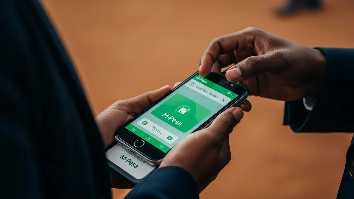 White Label Crypto Exchange Kenya 2026: Your Fast Track to a Thriving Crypto Business! - A close-up of an M-Pesa transaction on a mobile phone in Kenya. - Kenya