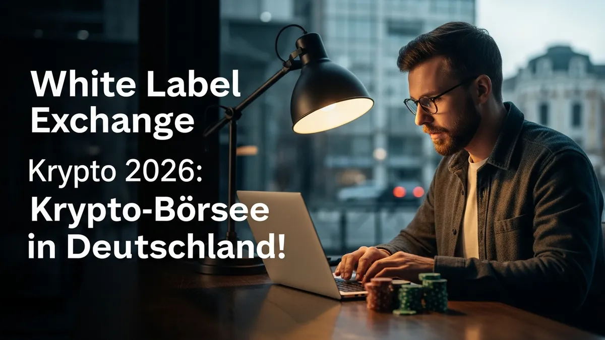 White Label Exchange Krypto 2026: Eigene Krypto-Börse in Deutschland! - Bitcoin trader in Berlin discussing market trends on his laptop - Germany
